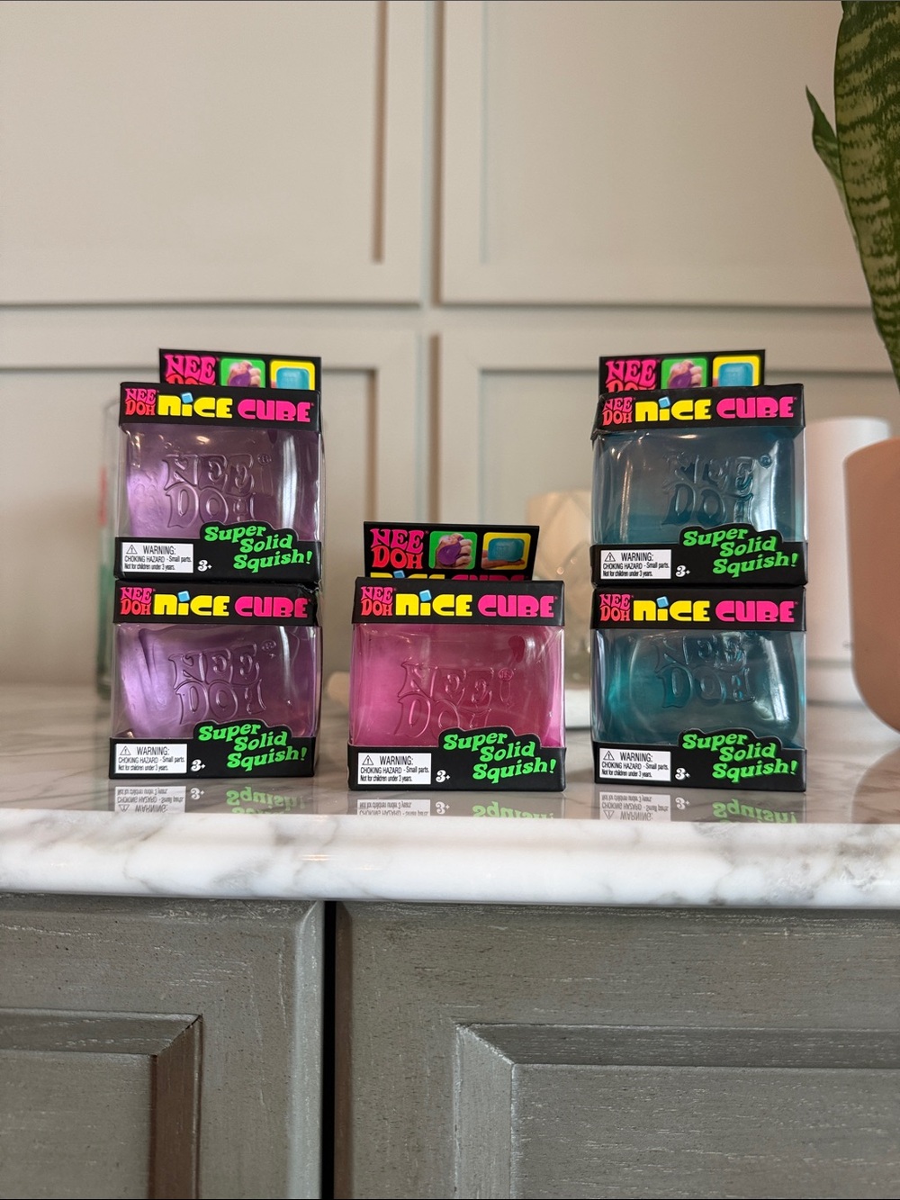NeeDoh Nice Cube Super Solid Squish - Purple, Teal, Pink